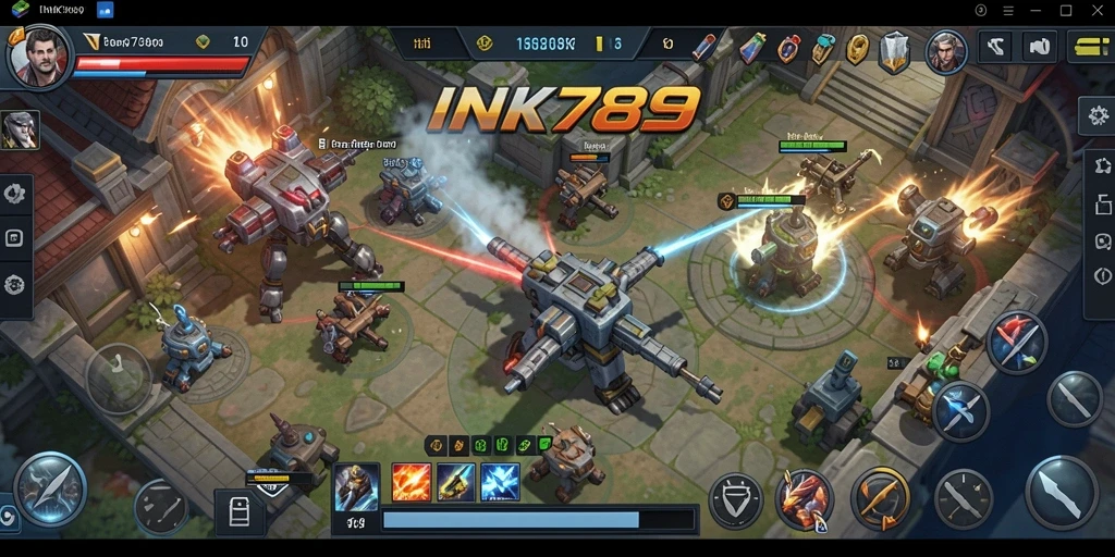Screenshot gameplay INK789 menampilkan pertempuran strategis yang intens.