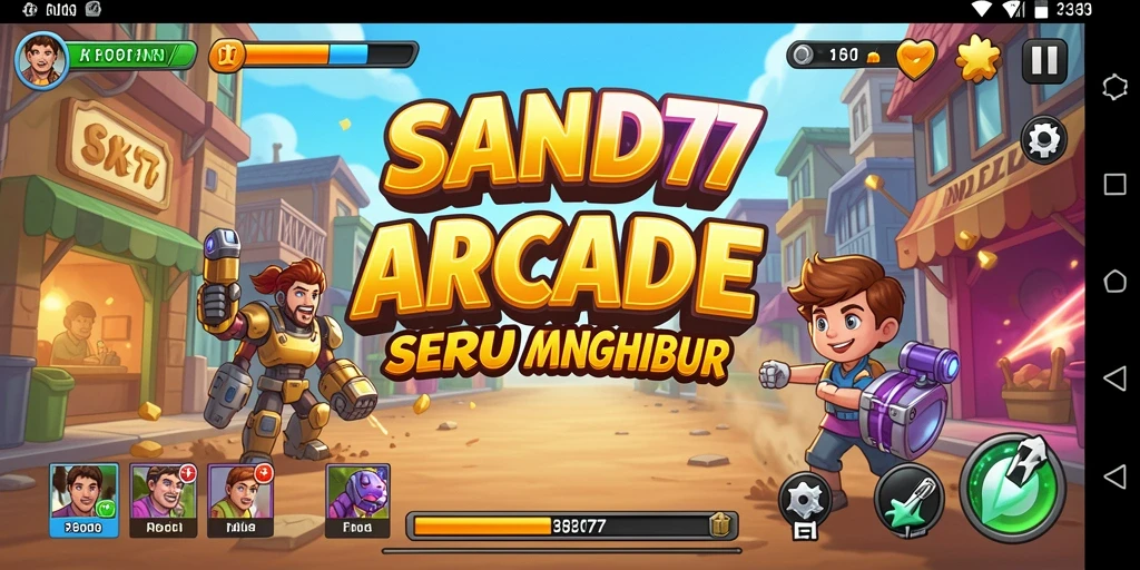Screenshot gameplay SAND77 yang menunjukkan aksi seru dalam permainan arcade.