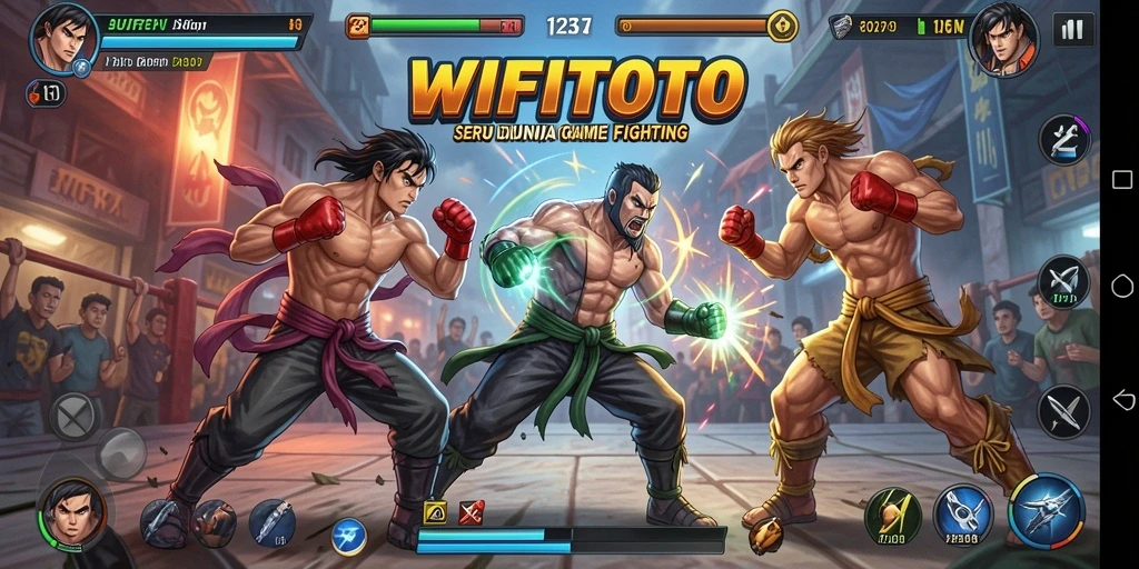 Screenshot WIFITOTO menampilkan pertarungan seru antara karakter yang berbeda.