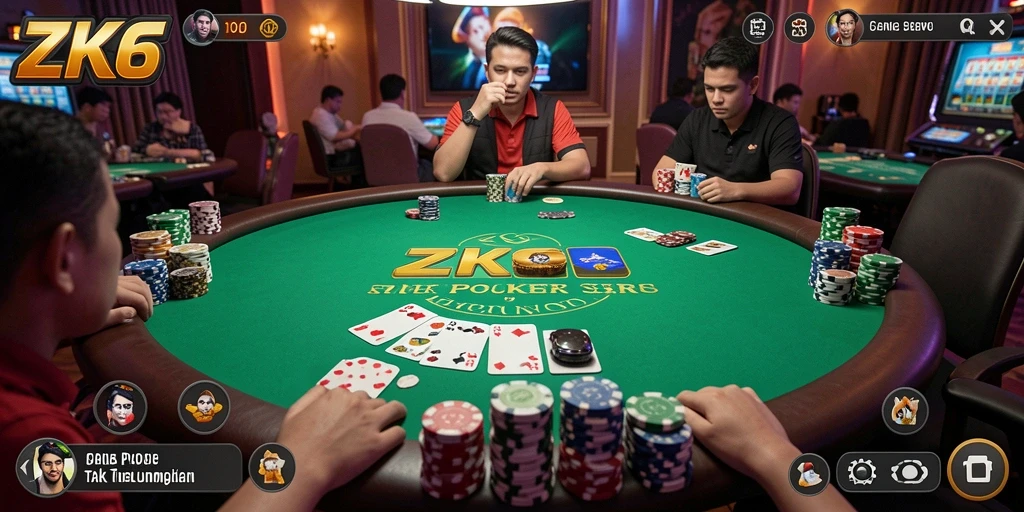 Tampilan gameplay ZK6 yang menarik dan interaktif dalam permainan poker.